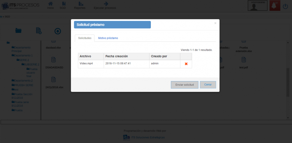 Capture de pantalla, solicitud prestamo