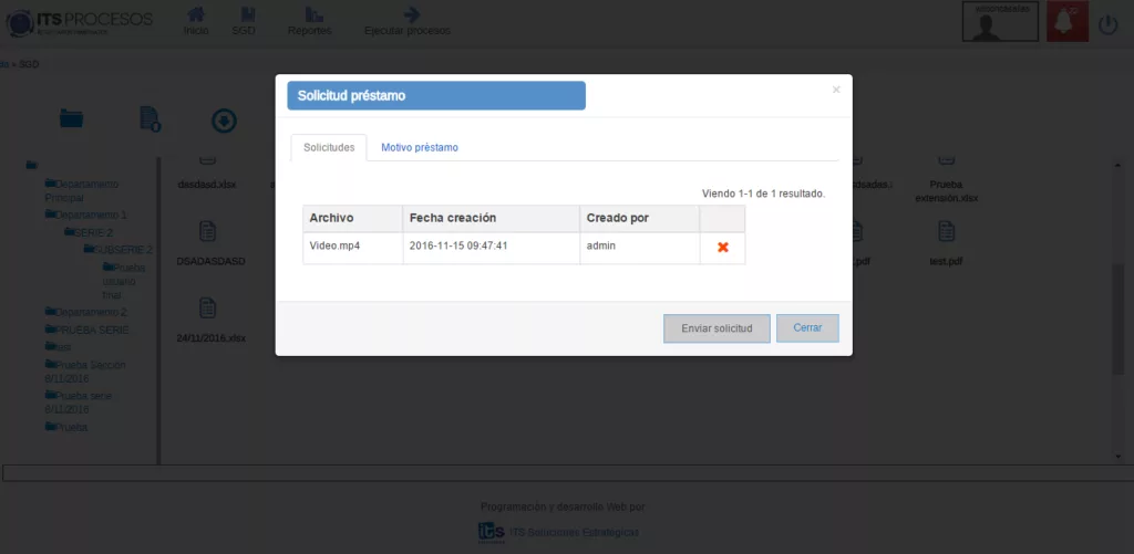 Capture de pantalla, solicitud prestamo
